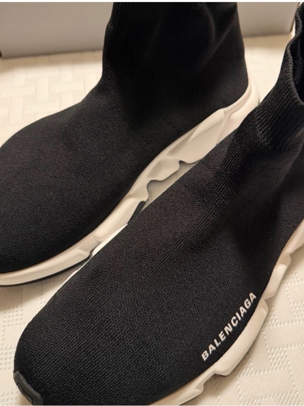Balenciaga Black and White Speed Trainer Sock Sneaker, NEW. W SZ 11, M SZ 9.5